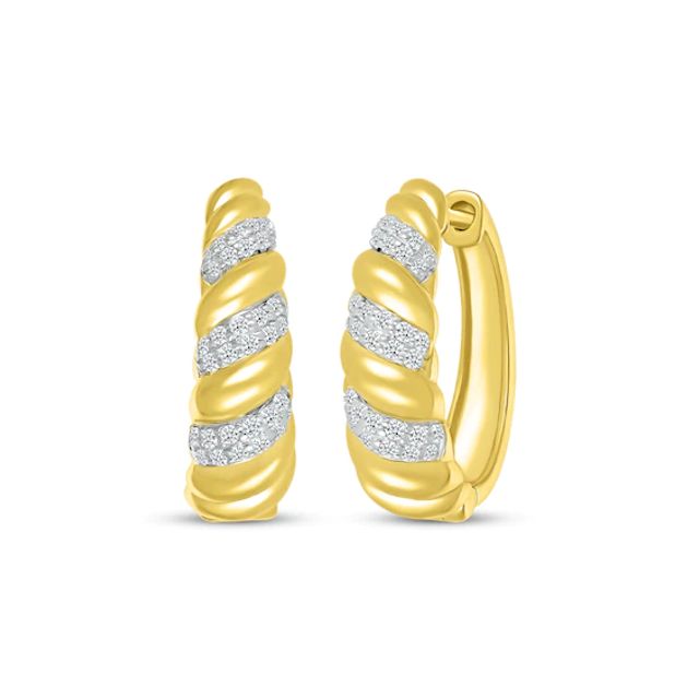 Round-Cut Diamond Spiral Hoop Earrings 3/8 ct tw 10K Yellow Gold