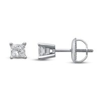 Certified Diamond Princess-cut Earrings 1/2 ct tw 14K White Gold (I/I1)