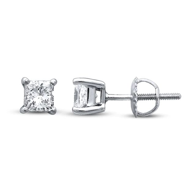 Certified Diamond Princess-cut Earrings 3/4 ct tw 14K White Gold (I/I1)