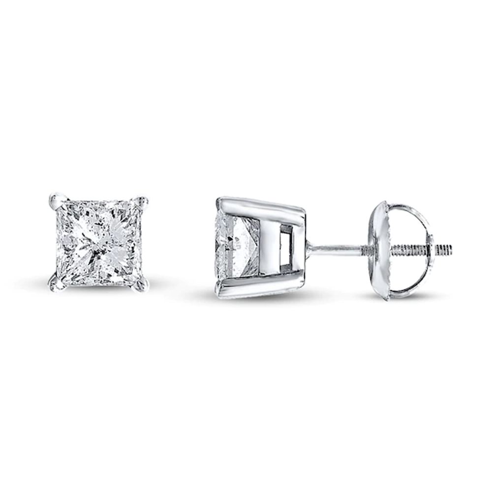 Certified Diamond Princess-cut Earrings 1 ct tw 14K White Gold (I/I1)