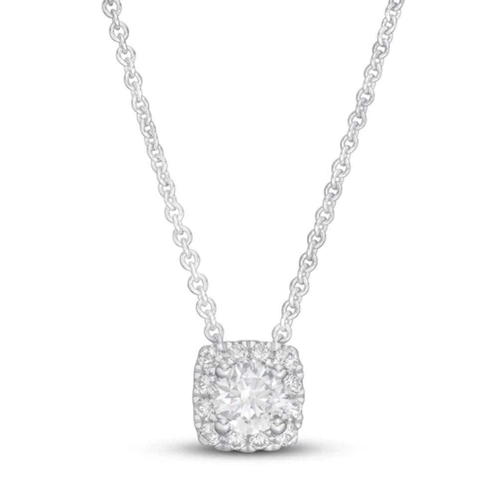 Diamond Necklace 1/3 ct tw Round-cut 14K White Gold 18" (I/I2)