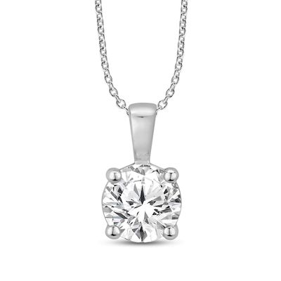 Kay Diamond Solitaire Necklace 1/10 ct tw Round-cut 14K White Gold 18"