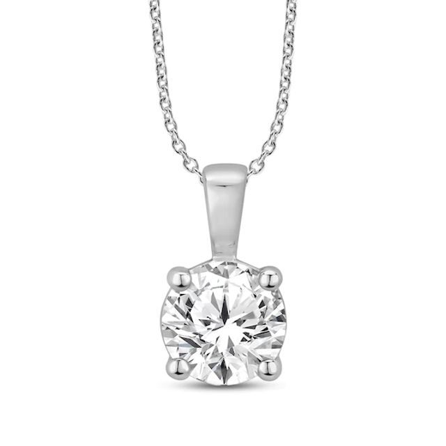 Diamond Solitaire Necklace 1/4 ct tw Round-cut 14K White Gold 18" (J/I3)