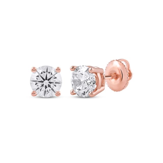 Lab-Created Diamonds by KAY Round-Cut Solitaire Stud Earrings 1-1/2 ct tw 14K Rose Gold