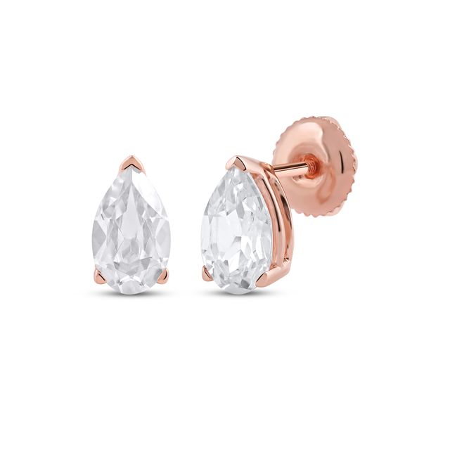 Lab-Created Diamonds by KAY Pear-Shaped Solitaire Stud Earrings 1 ct tw 14K Rose Gold