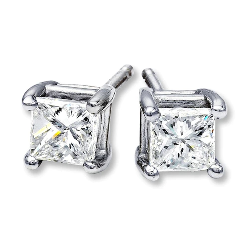 Diamond Earrings 1/2 ct tw Princess-cut 14K White Gold (I/I2