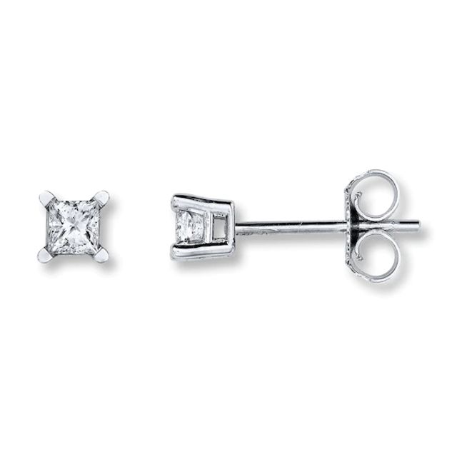 Diamond Solitaire Earrings 1/ ct tw Princess-cut 14K White Gold (K/I2