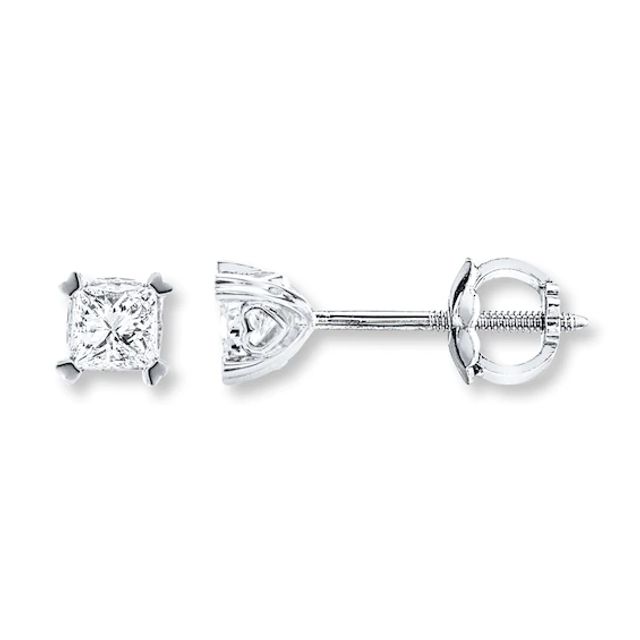 Kay Diamond Solitaire Earrings 3/4 cttw Princess-cut 14K White Gold