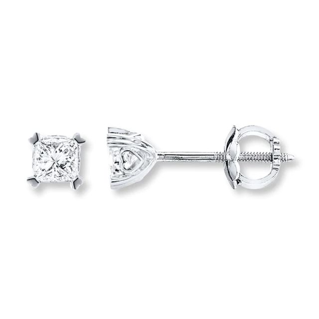 Diamond Solitaire Earrings 1 ct tw Princess-cut 14K White Gold (I/I2)