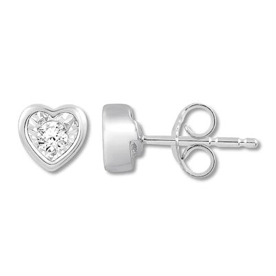 Diamond Heart-Shaped Earrings 1/10 ct tw Sterling Silver (I/I3