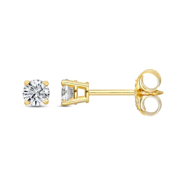 Diamond Solitaire Stud Earrings 3/8 ct tw Round-cut 14K Yellow Gold (J/I3)