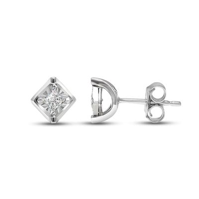 Radiant Reflections Diamond Solitaire Stud Earrings 1/5 ct tw Princess-cut Sterling Silver (J/I3)