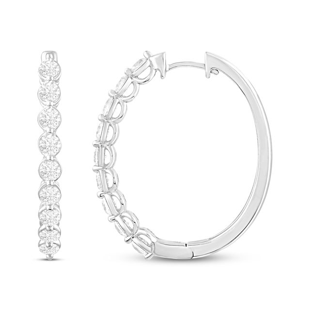 Lab-Created Diamonds by KAY Oval Hoop Earrings 3 ct tw 14K White Gold