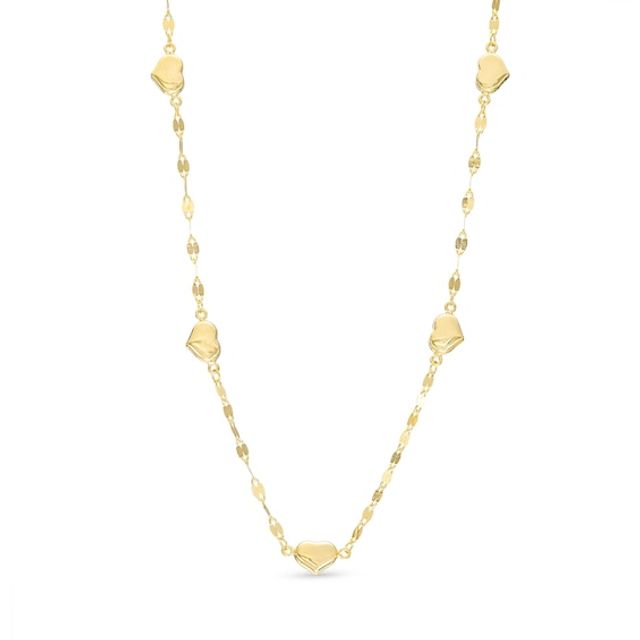 Kay Heart Station Chain Necklace 10K Yellow Gold 18”