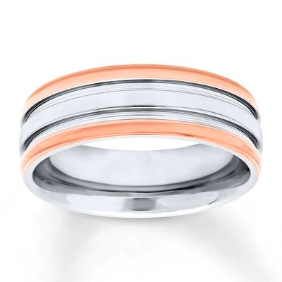 Men's Wedding Band Stainless Steel/Rose Ion-Plating 7mm