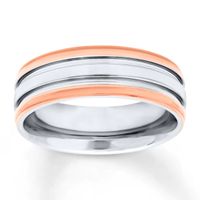 Men's Wedding Band Stainless Steel/Rose Ion-Plating 7mm