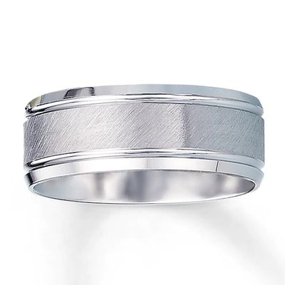 Wedding Band 10K White Gold 8mm