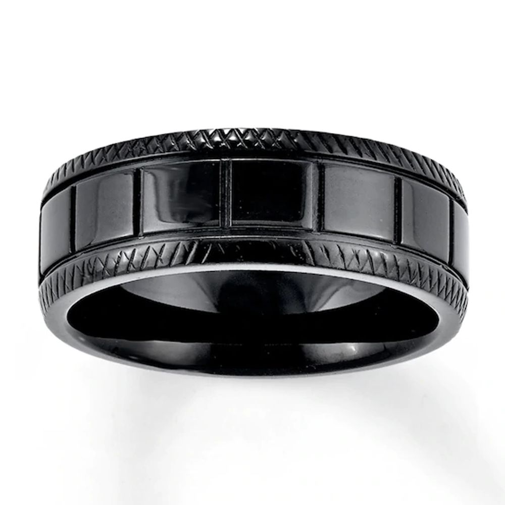 Wedding Band Black Ion-Plated Stainless Steel 8mm