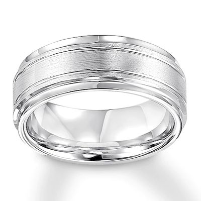 9mm Wedding Band White Tungsten Carbide