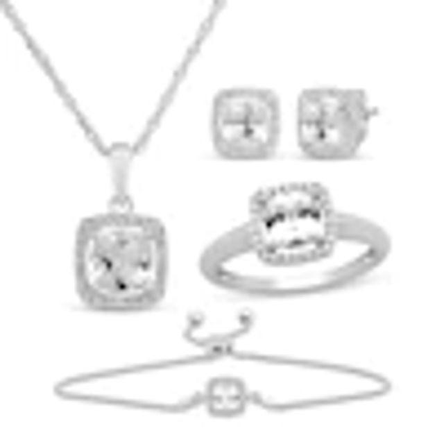 Kay Cushion & Round-Cut White Lab-Created Sapphire Gift Set Sterling Silver