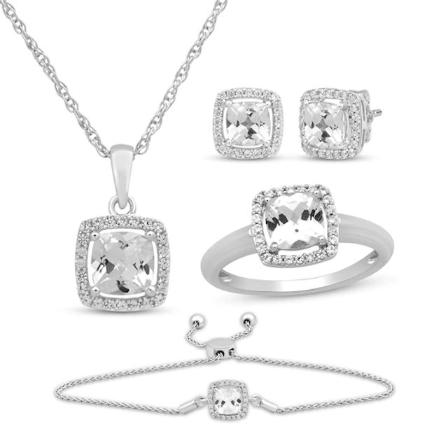 Kay Cushion & Round-Cut White Lab-Created Sapphire Gift Set Sterling Silver