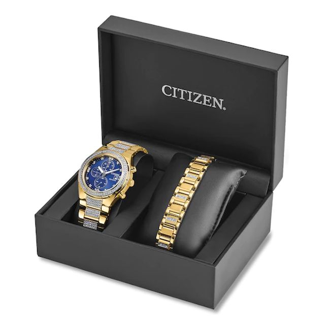 Kay Citizen Crystal Men's Stainless Steel Watch & Bracelet Boxed Set CA0752-66L