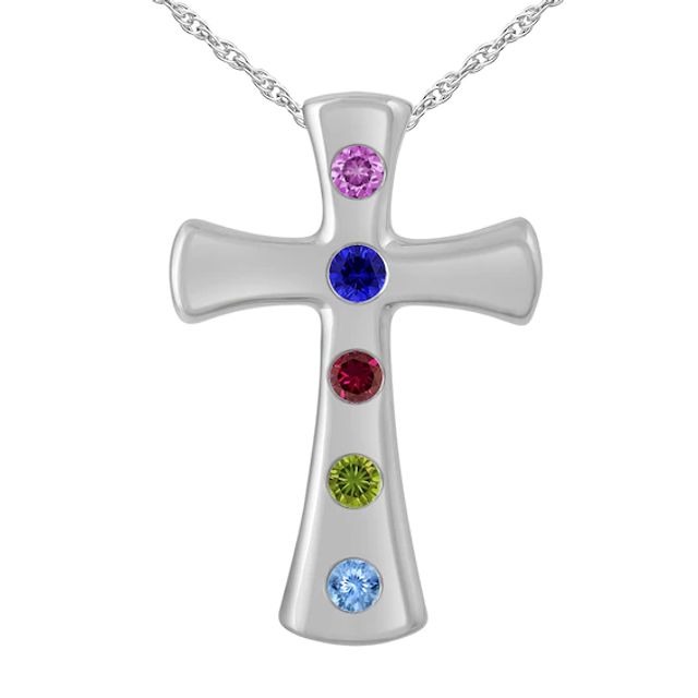 Birthstone Family & Mother's Cross Necklace