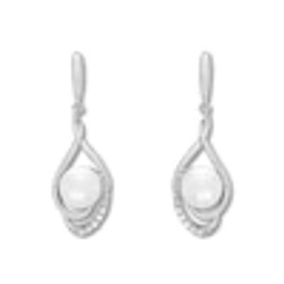 Kay Cultured Pearl Earrings Lab-Created Sapphires Sterling Silver