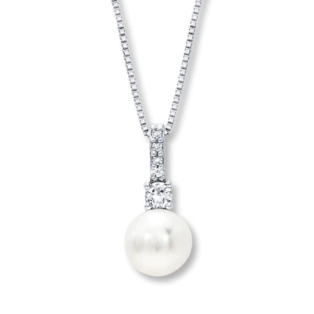 Kay Cultured Pearl Necklace Lab-Created Sapphires Sterling Silver