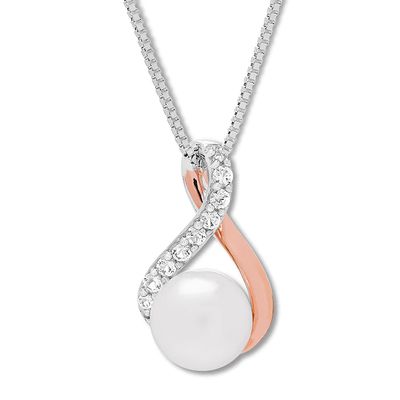Kay Cultured Pearl Necklace Sterling Silver/10K Rose Gold