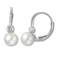 Freshwater Cultured Pearl Earrings White Topaz Sterling Silver