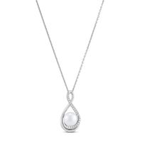 Cultured Pearl Necklace 1/10 ct tw Diamonds Sterling Silver 18"