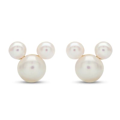 Kay Children's Mickey Mouse Cultured Freshwater Pearl Earrings 14K Yellow Gold