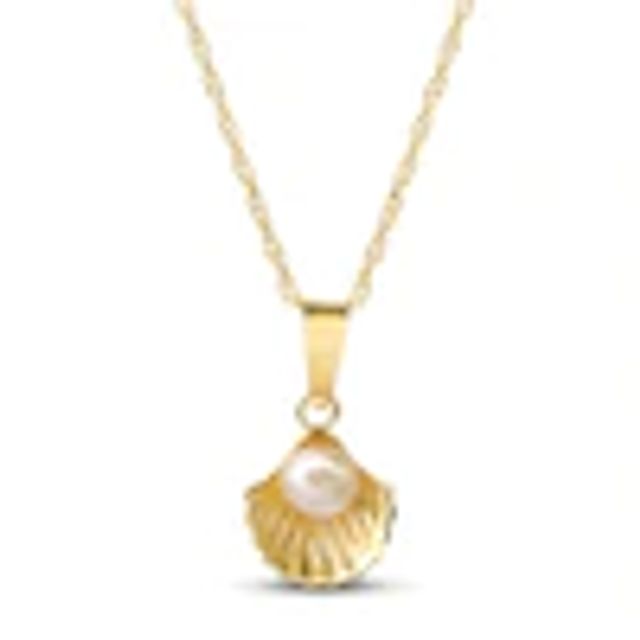 Kay Children's Shell Cultured Pearl Necklace 14K Yellow Gold 13"