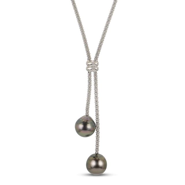 Kay Tahitian Cultured Pearl Lariat Necklace Sterling Silver