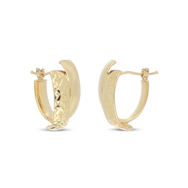 Kay Italian Brilliance Diamond-Cut Asymmetric Hoop Earrings 14K Yellow Gold