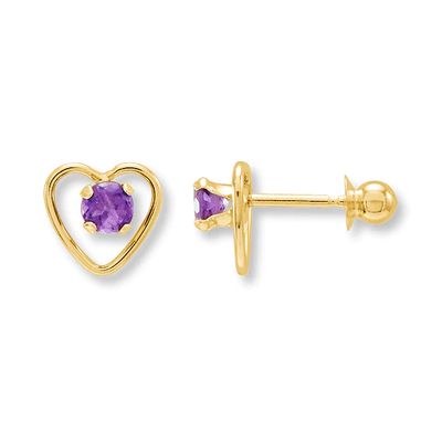 Amethyst Earrings 14K Yellow Gold