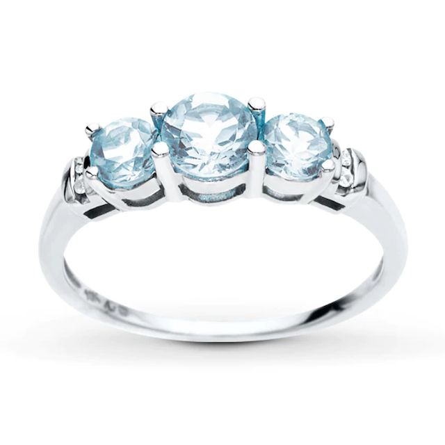 Kay Aquamarine Ring Diamond Accents 10K White Gold
