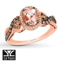 Le Vian Morganite Ring 1/2 ct tw Diamonds 14K Strawberry Gold