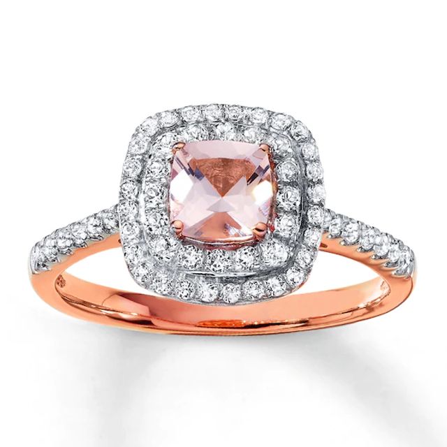 Morganite Ring Natural Topaz 10K Rose Gold