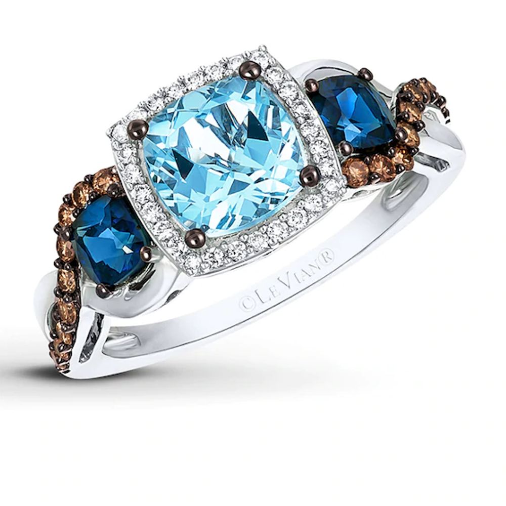 Le Vian Aquamarine Ring 1/4 ct tw Diamonds 14K Vanilla Gold