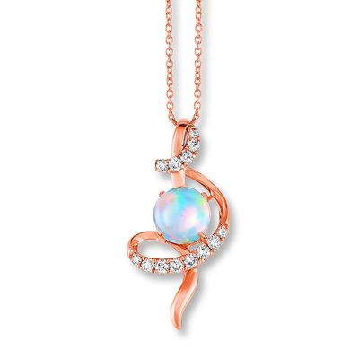 Le Vian Opal and 1/5 ct tw Diamond Necklace in 14K Strawberry Gold