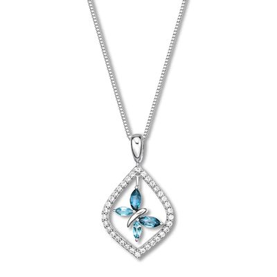 Kay Convertible Butterfly Necklace Blue Topaz Sterling Silver