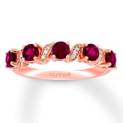 Le Vian Rhodolite Garnet Ring with Diamonds 14K Strawberry Gold