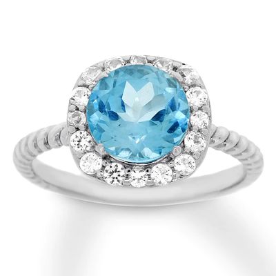 Blue & White Topaz Ring Sterling Silver