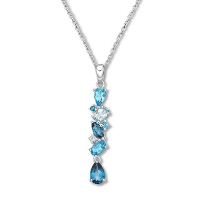 Kay Vibrant Shades Blue Topaz Necklace Sterling Silver