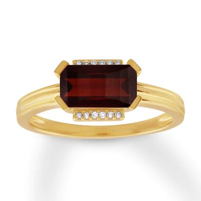 Kay Garnet Ring with Diamonds 10K Yellow Gold