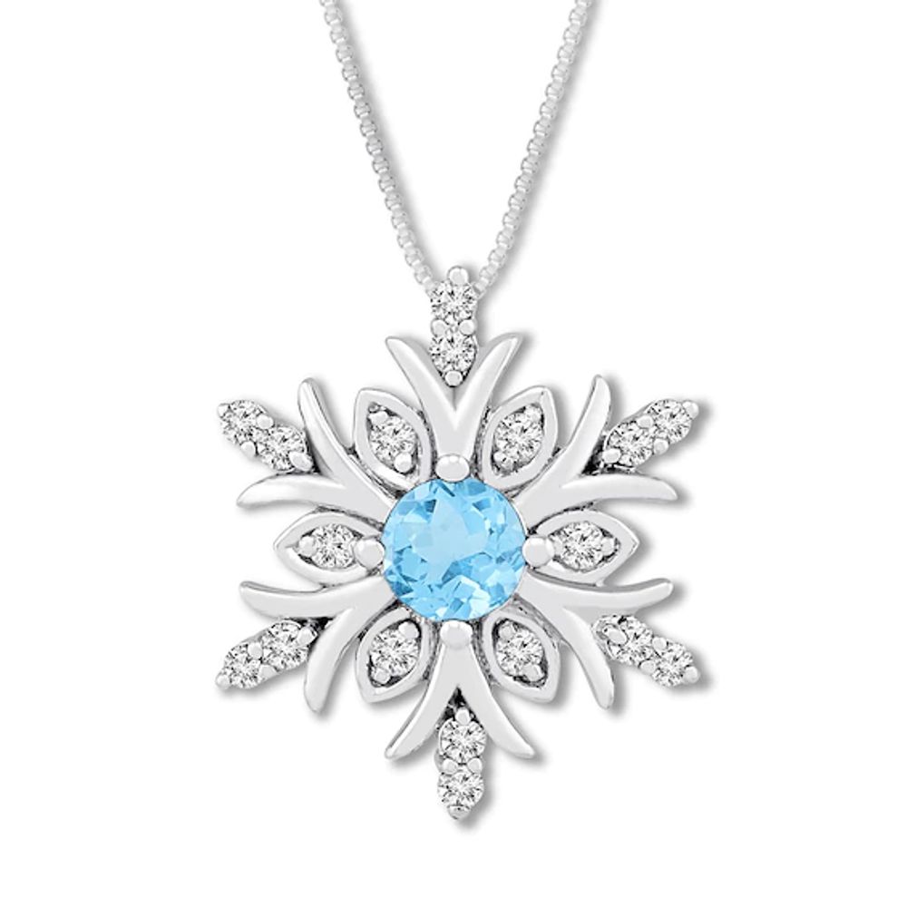 KAY JEWELERS BLUE & White Topaz Snowflake Pendant Sterling Silver Necklace  EUR 50,75 - PicClick FR
