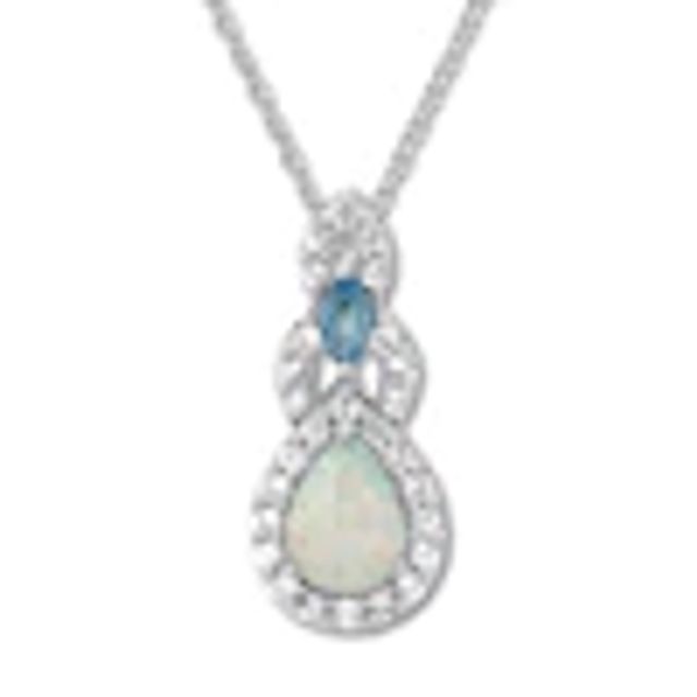 Kay Lab-Created Opal Necklace Blue Topaz Sterling Silver