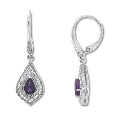 Amethyst Earrings White Topaz Sterling Silver